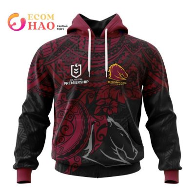 NRL Brisbane Broncos Custom Name Number Polynesian Pullover Hoodie