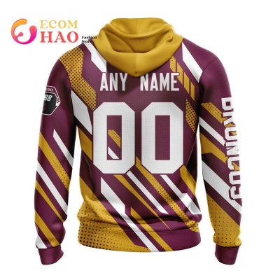 NRL Brisbane Broncos Custom Name Number MotoCross Pullover Hoodie V4