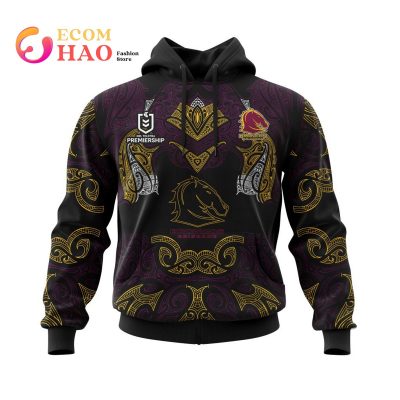 NRL Brisbane Broncos Custom Name Number Black 2022 Pullover Hoodie