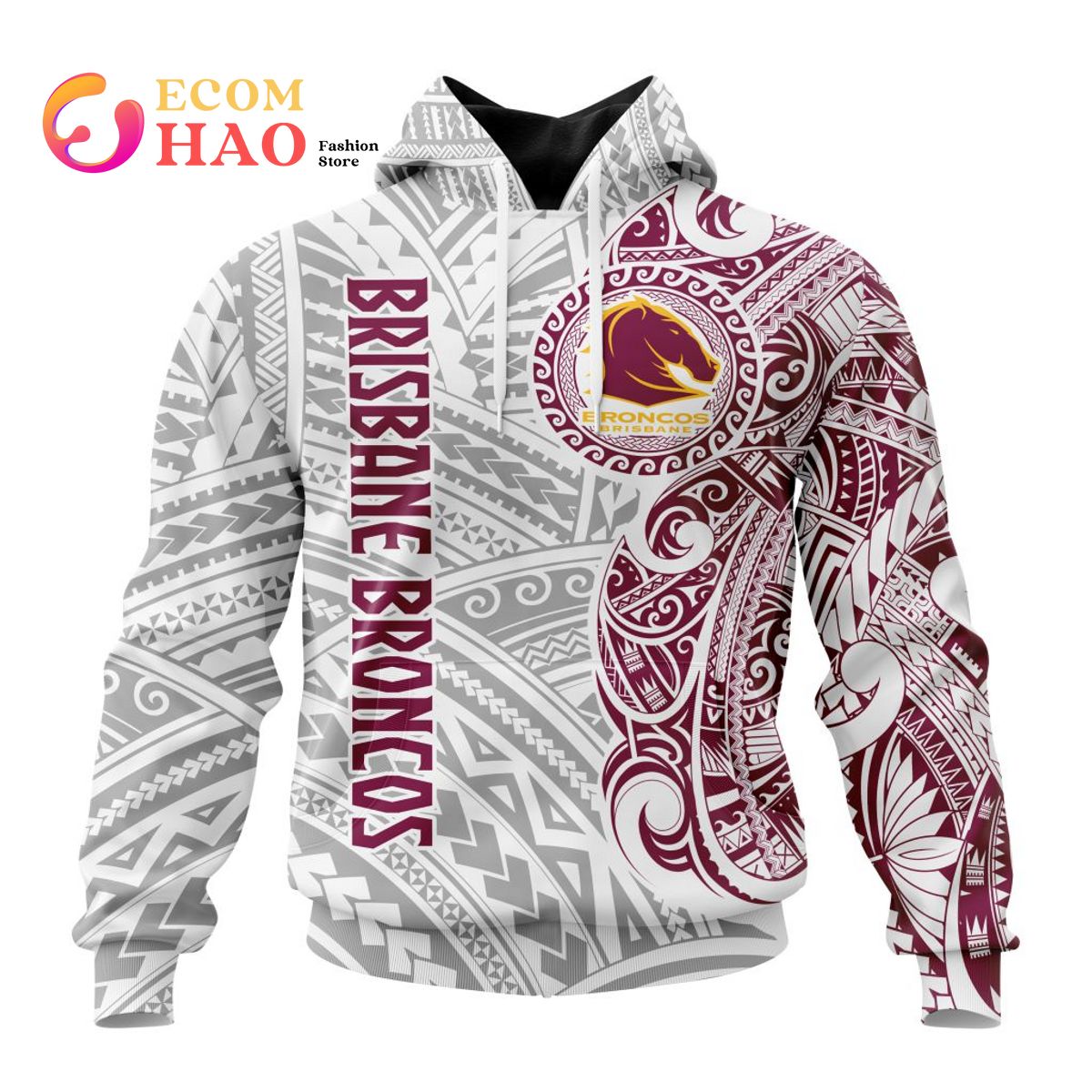 NRL Brisbane Broncos Custom Name Indigenous Pullover Hoodie V10 NRL Brisbane Broncos Custom Name Indigenous Pullover Hoodie V10