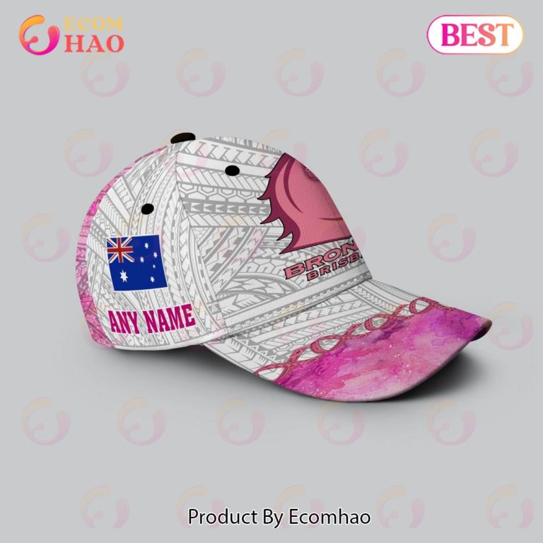 NRL Brisbane Broncos Custom Name Fight Cancer Pink Classic Cap NRL Brisbane Broncos Custom Name Fight Cancer Pink Classic Cap