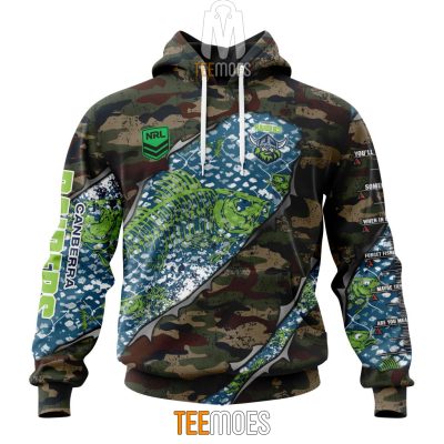 NRL Canberra Raiders Custom Name Number Special Camo Fishing Pullover Hoodie