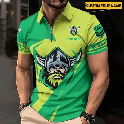 NRL Canberra Raiders Custom Name Special Edition Zipper Polo Shirt