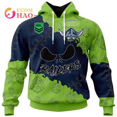 NRL Canberra Raiders Custom Name Number Halloween Pullover Hoodie V2