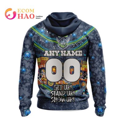 NRL Canberra Raiders Custom Name Number NAIDOC Week Pullover Hoodie