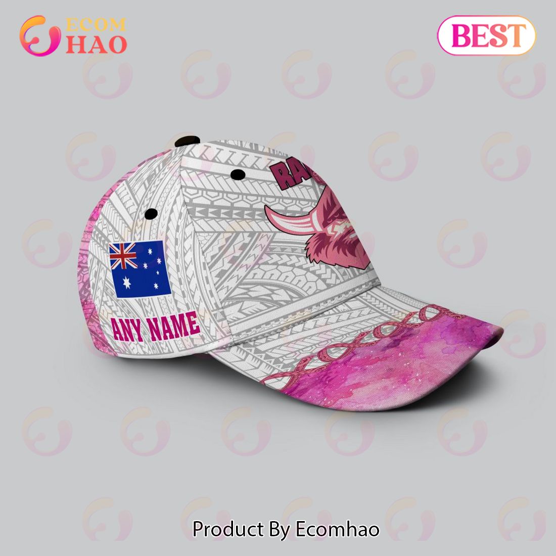 NRL Canberra Raiders Custom Name Fight Cancer Pink Classic Cap NRL Canberra Raiders Custom Name Fight Cancer Pink Classic Cap