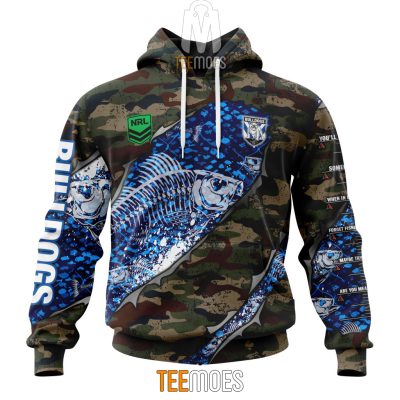 NRL Canterbury-Bankstown Bulldogs Custom Name Number Special Camo Fishing Pullover Hoodie