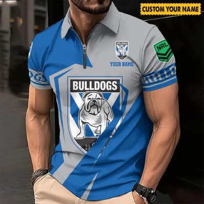 NRL Canterbury-Bankstown Bulldogs Custom Name Special Edition Zipper Polo Shirt
