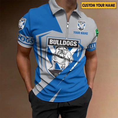 NRL Canterbury-Bankstown Bulldogs Custom Name Special Edition Zipper Polo Shirt