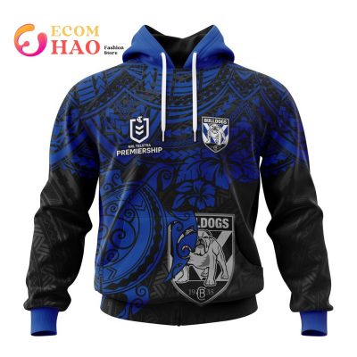NRL Canterbury-Bankstown Bulldogs Custom Name Number Polynesian Pullover Hoodie