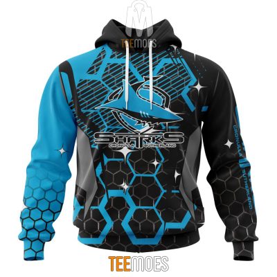 NRL Cronulla-Sutherland Sharks Custom Name Number MotoCross Style Pullover Hoodie