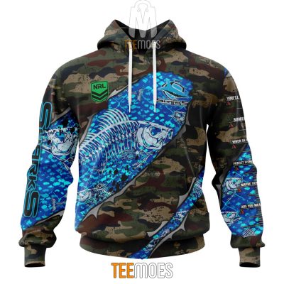NRL Cronulla-Sutherland Sharks Custom Name Number Special Camo Fishing Pullover Hoodie