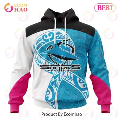 NRL Cronulla-Sutherland Sharks Custom Name Number Fight Cancer Pullover Hoodie