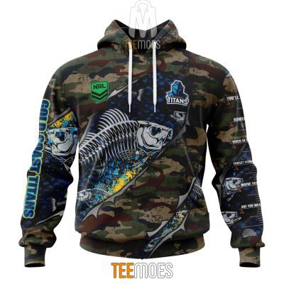 NRL Gold Coast Titans Custom Name Number Special Camo Fishing Pullover Hoodie