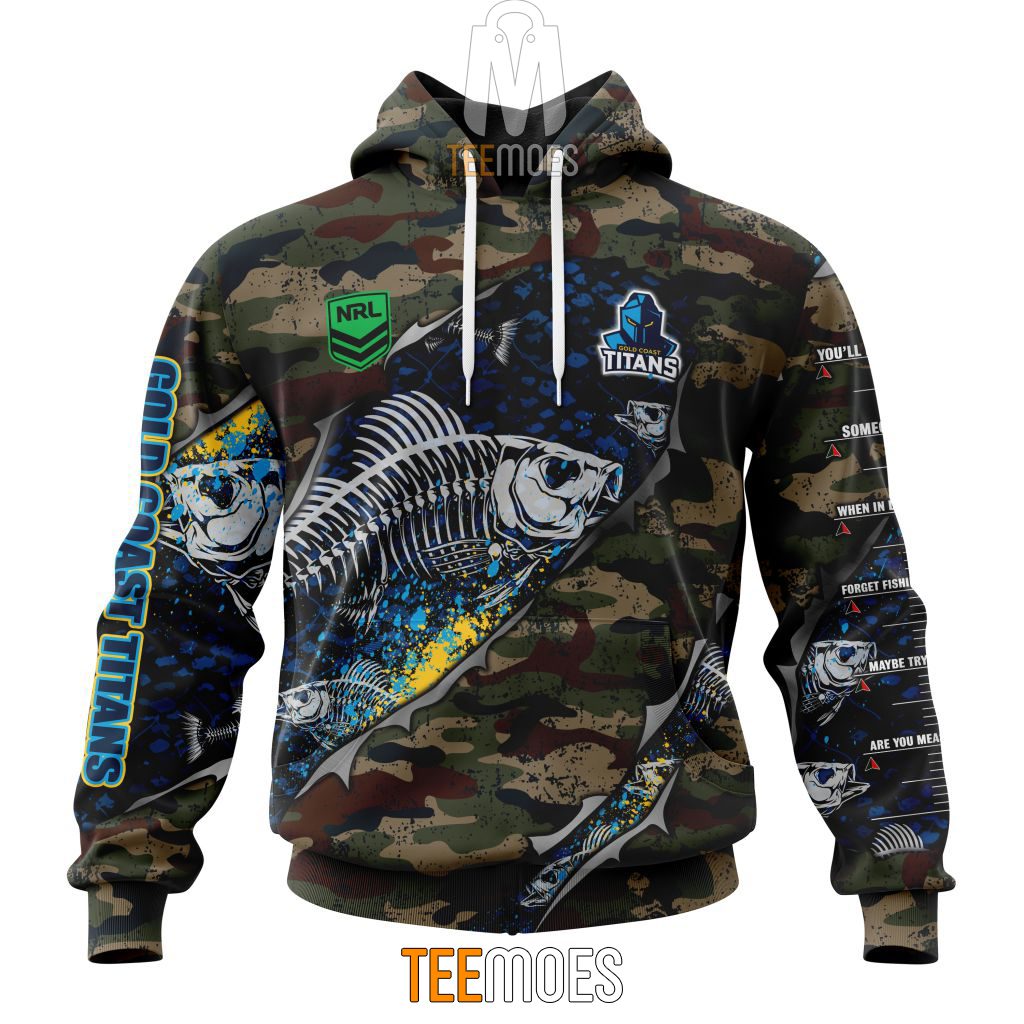 NRL Gold Coast Titans Custom Name Number Special Camo Fishing Pullover Hoodie NRL Gold Coast Titans Custom Name Number Special Camo Fishing Pullover Hoodie