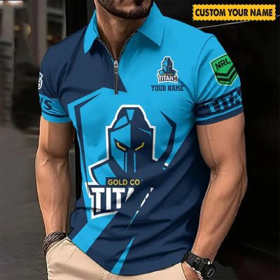 NRL Gold Coast Titans Custom Name Special Edition Zipper Polo Shirt