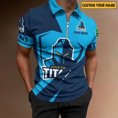 NRL Gold Coast Titans Custom Name Special Edition Zipper Polo Shirt