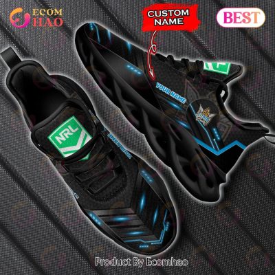 NRL Gold Coast Titans Custom Name Black Blue Max Soul Shoes