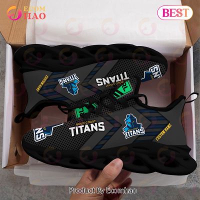 NRL Gold Coast Titans Custom Name Black Max Soul Shoes