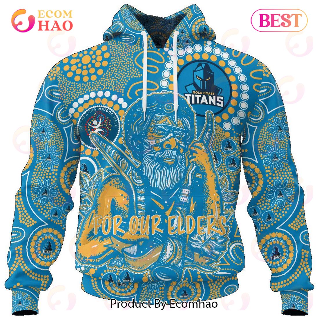 NRL Gold Coast Titans Custom Name Number Special NAIDOC Man Pullover Hoodie NRL Gold Coast Titans Custom Name Number Special NAIDOC Man Pullover Hoodie
