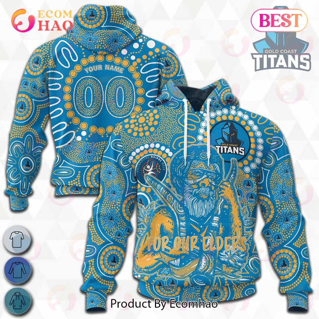 NRL Gold Coast Titans Custom Name Number Special NAIDOC Man Pullover Hoodie NRL Gold Coast Titans Custom Name Number Special NAIDOC Man Pullover Hoodie