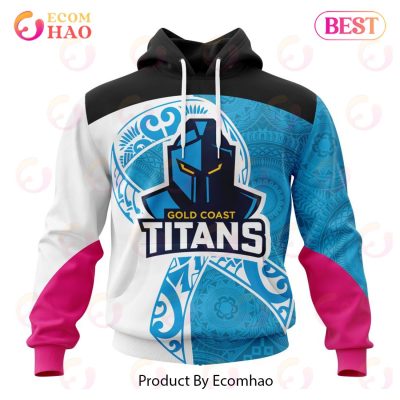 NRL Gold Coast Titans Custom Name Number Fight Cancer Pullover Hoodie