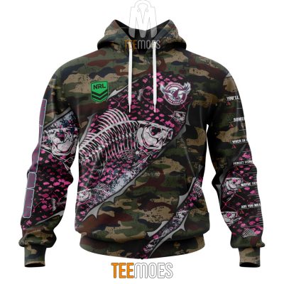 NRL Manly Warringah Sea Eagles Custom Name Number Special Camo Fishing Pullover Hoodie