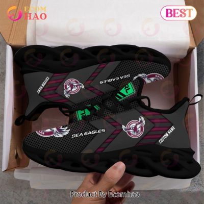 NRL Manly Warringah Sea Eagles Custom Name Black Max Soul Shoes