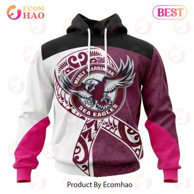 NRL Manly Warringah Sea Eagles Custom Name Number Fight Cancer Pullover Hoodie