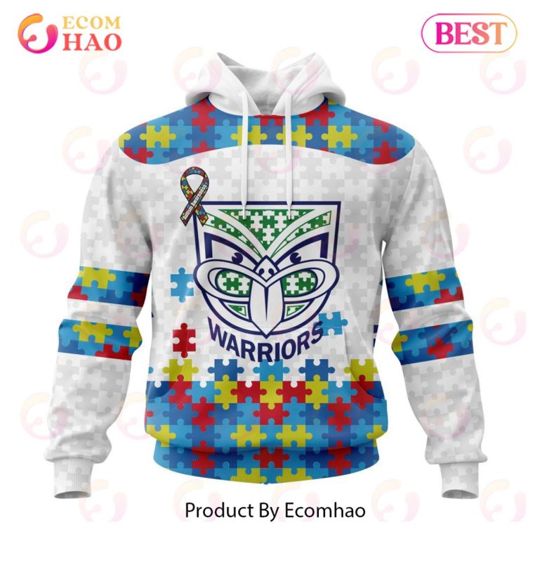 NRL New Zealand Warriors Custom Name Number Autism Awareness Pullover Hoodie NRL New Zealand Warriors Custom Name Number Autism Awareness Pullover Hoodie