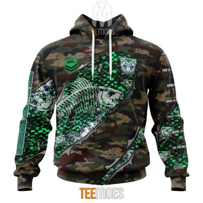 NRL New Zealand Warriors Custom Name Number Special Camo Fishing Pullover Hoodie