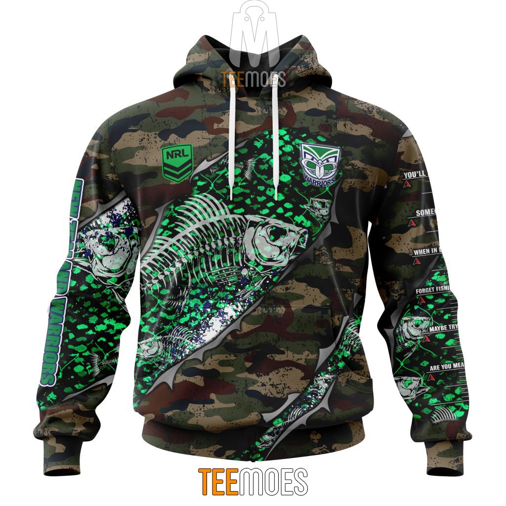 NRL New Zealand Warriors Custom Name Number Special Camo Fishing Pullover Hoodie NRL New Zealand Warriors Custom Name Number Special Camo Fishing Pullover Hoodie