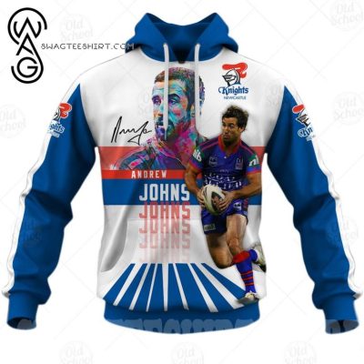 NRL Newcastle Knights Custom Name Number Andrew Johns #7 Pullover Hoodie V2