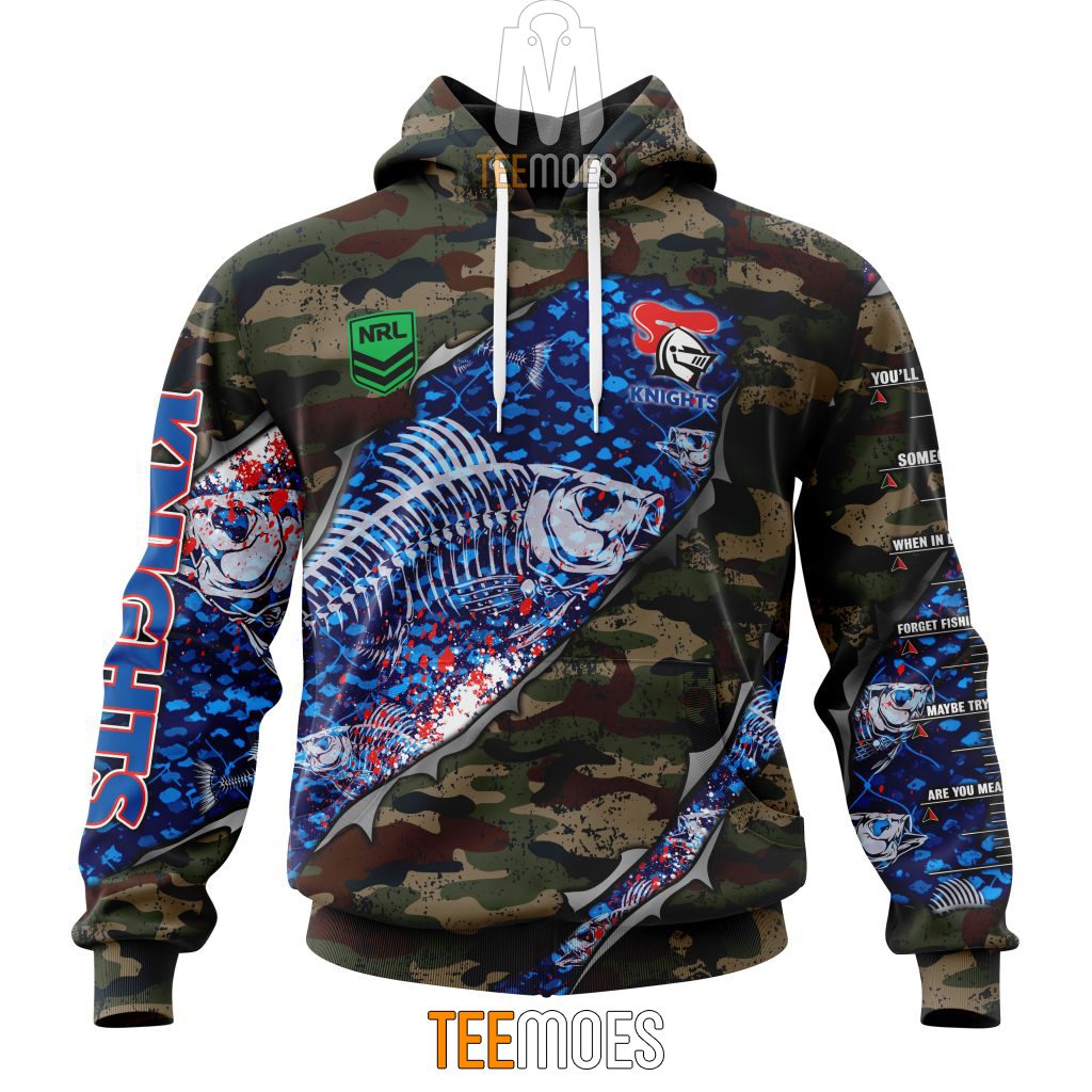 NRL Newcastle Knights Custom Name Number Special Camo Fishing Pullover Hoodie NRL Newcastle Knights Custom Name Number Special Camo Fishing Pullover Hoodie