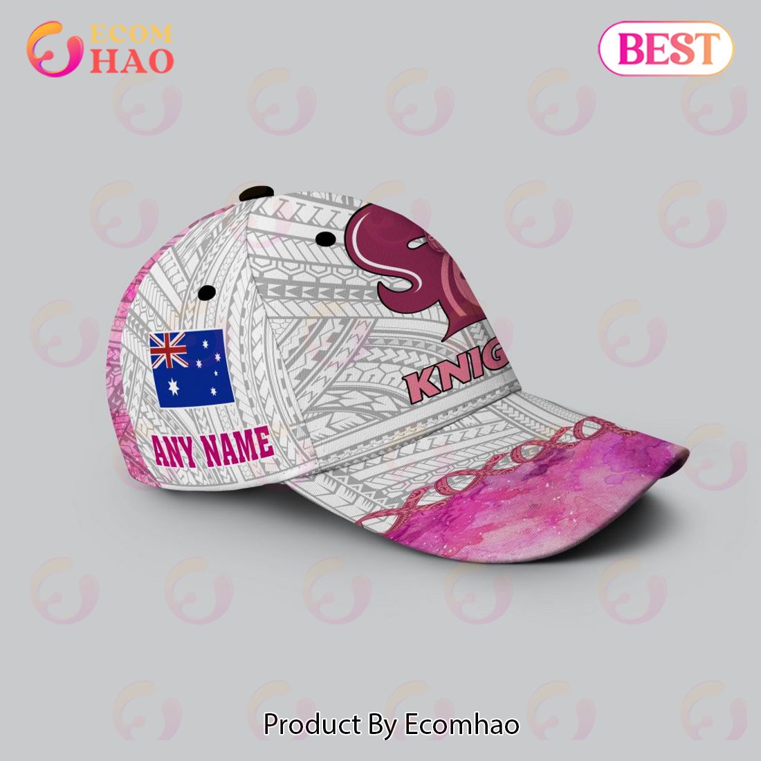 NRL Newcastle Knights Custom Name Pink Fight Cancer Classic Cap NRL Newcastle Knights Custom Name Pink Fight Cancer Classic Cap