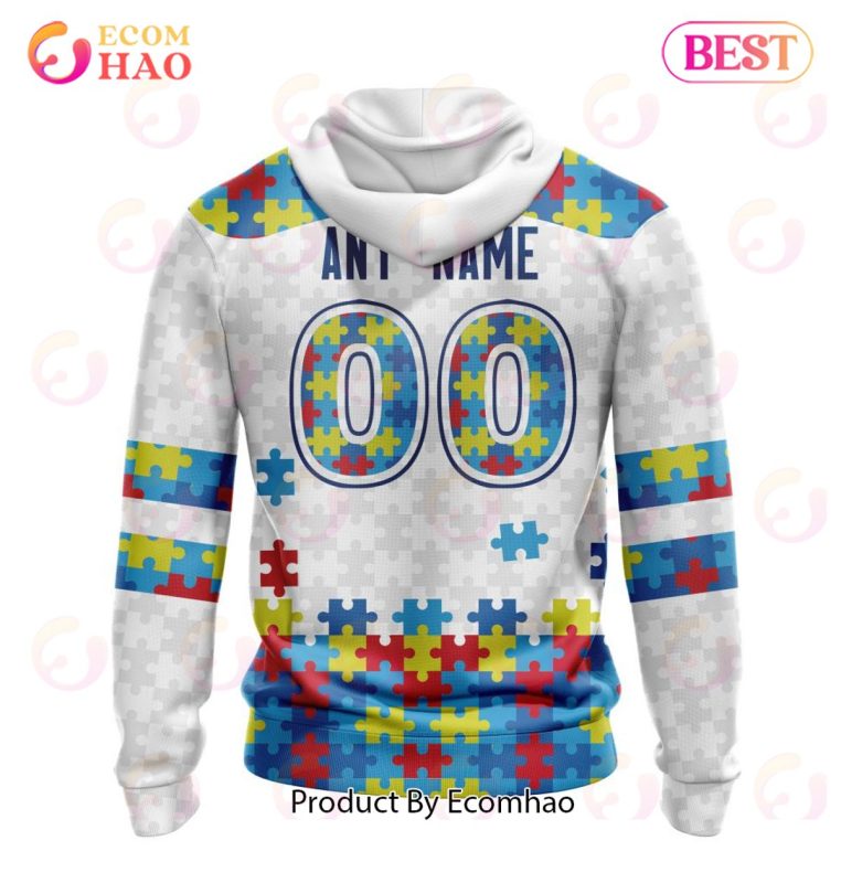 NRL North Queensland Cowboys Custom Name Number Autism Awareness Pullover Hoodie NRL North Queensland Cowboys Custom Name Number Autism Awareness Pullover Hoodie