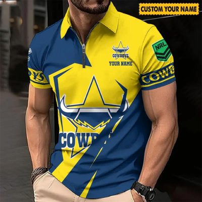 NRL North Queensland Cowboys Custom Name Special Edition Zipper Polo Shirt