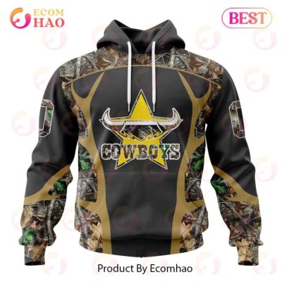 NRL North Queensland Cowboys Custom Name Number Camo Pullover Hoodie V2