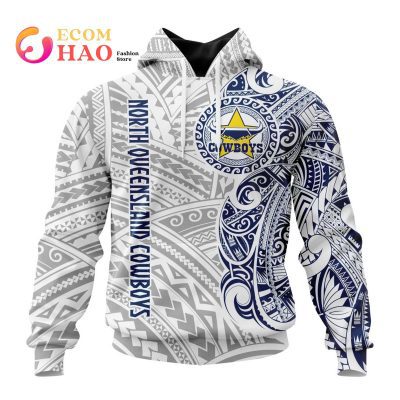 NRL North Queensland Cowboys Custom Name Polynesian Pullover Hoodie