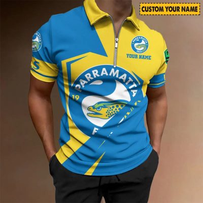 NRL Parramatta Eels Custom Name Special Edition Zipper Polo Shirt