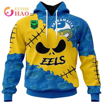 NRL Parramatta Eels Custom Name Number Halloween Pullover Hoodie V2