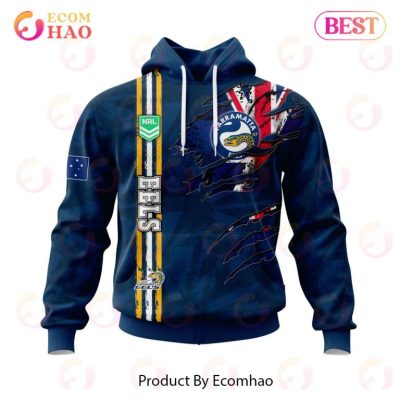 NRL Parramatta Eels Custom Name Number Flag Scratch Pullover Hoodie