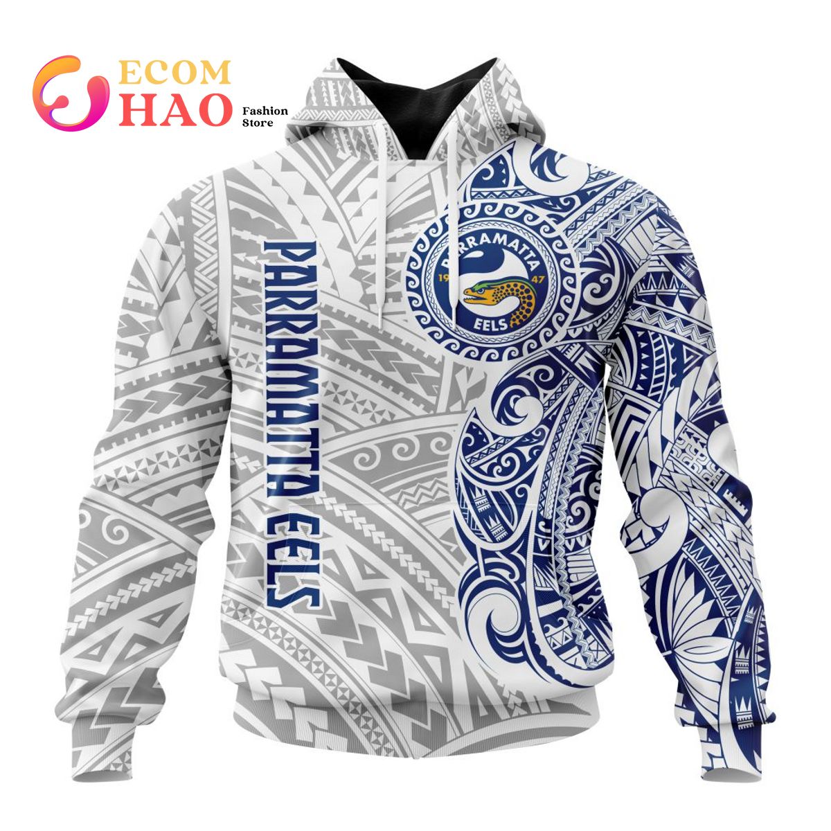 NRL Parramatta Eels Custom Name Indigenous Pullover Hoodie NRL Parramatta Eels Custom Name Indigenous Pullover Hoodie
