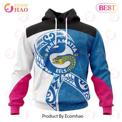 NRL Parramatta Eels Custom Name Number Fight Cancer Pullover Hoodie