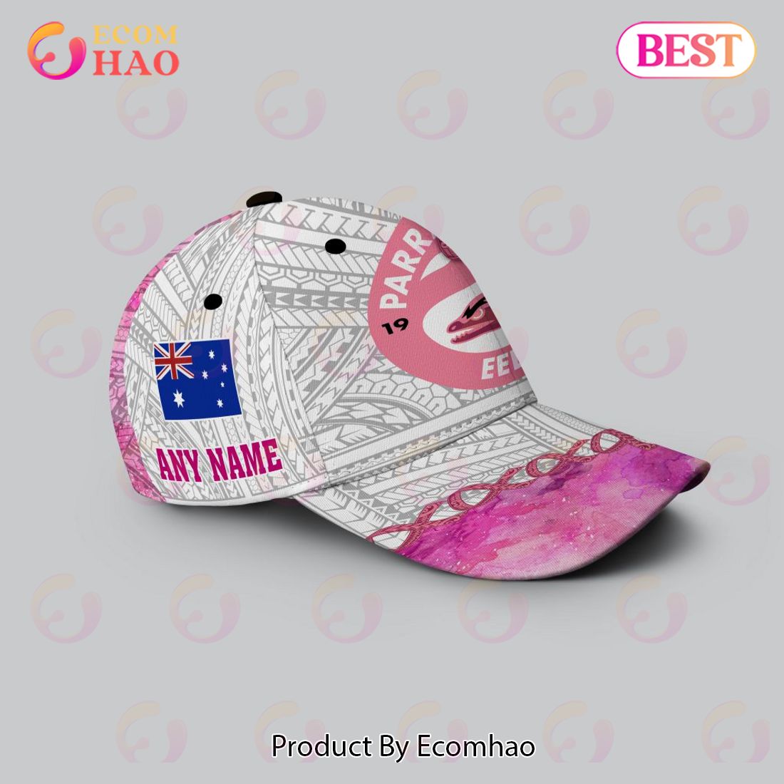 NRL Parramatta Eels Custom Name Fight Cancer Pink Classic Cap NRL Parramatta Eels Custom Name Fight Cancer Pink Classic Cap