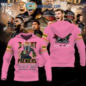 NRL Penrith Panthers 3 Peat Premiers 2023 Pink Pullover Hoodie
