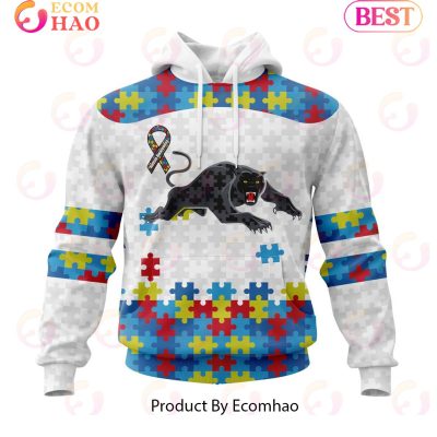 NRL Penrith Panthers Custom Name Number Autism Awareness Pullover Hoodie