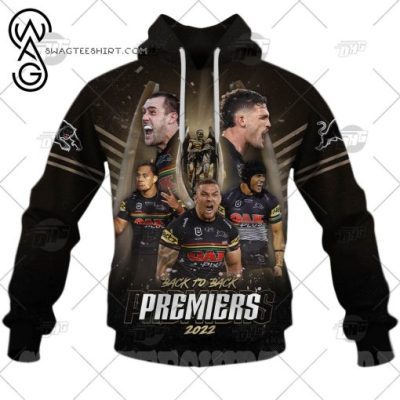 NRL Penrith Panthers Black Back To Back Premiers 2022 Pullover Hoodie