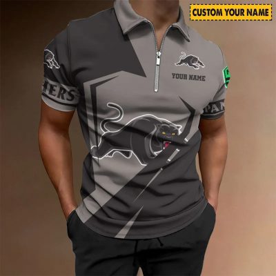NRL Penrith Panthers Custom Name Special Edition Zipper Polo Shirt