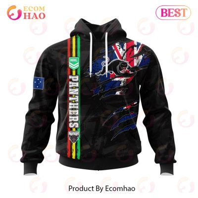 NRL Penrith Panthers Custom Name Number Flag Scratch Pullover Hoodie